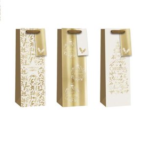 Bottle Christmas Gift Bag - Golds