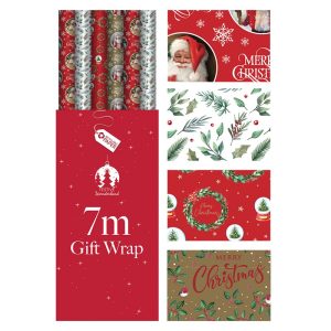 Christmas Gift Wrap Roll Traditional Designs 7m